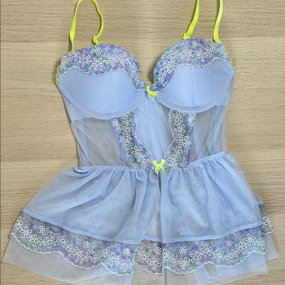 Victoria's Secret Other - Victoria's Secret Blue Chemise with Yellow Accents